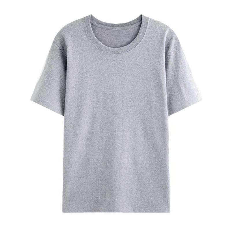 Custom Logo Summer Cotton T-shirt, Loose Round Neck, Short Sleeve, Class Uniform, 190g Ribbed Collar