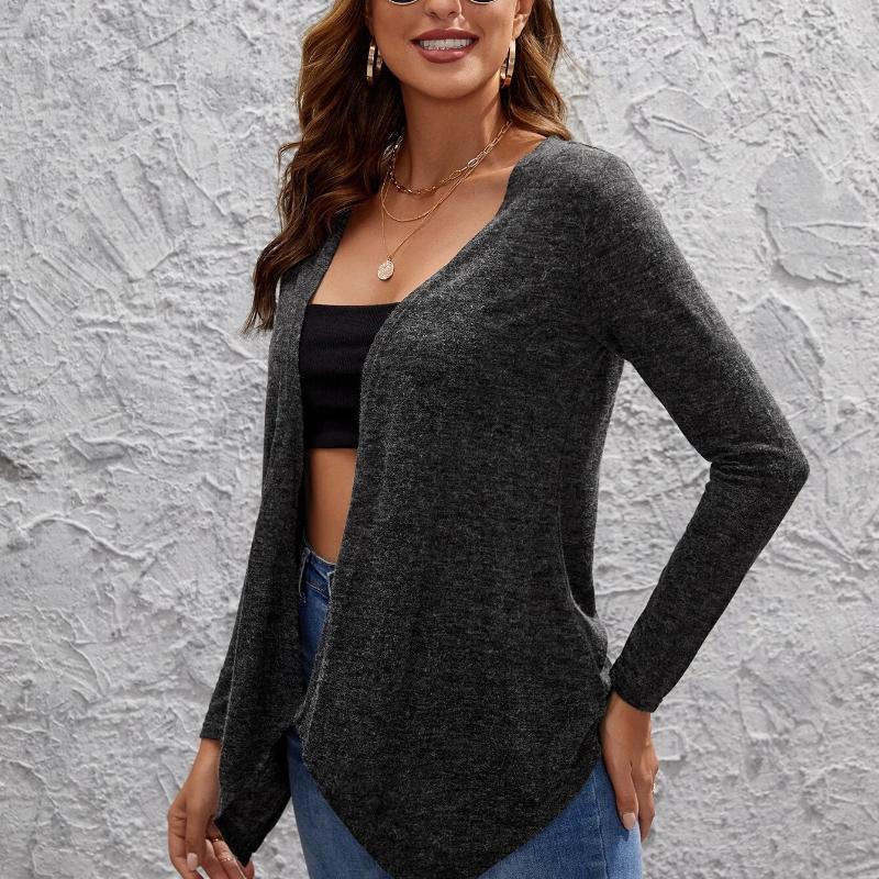 

Осень Новый Кардиган Пальто с Длинным Рукавом Однотонный Вязаный Женский Винтажный Мягкий Теплый Модный Зимний Женский Свитер Кардиган Элегантный V-образный вырез Приталенный Трикотаж 25909 L серый