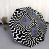 Automatic Open/Close Folding Umbrella with Windproof 8-Rib Sturdy Frame - Compact Travel Umbrella, Elegant Black & White Wavy