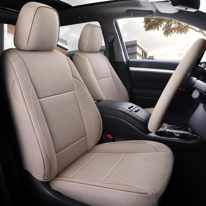 Toyota Highlander Seat Cover: Universal Linen Cushion for 5-7 Seats, All-Season Use