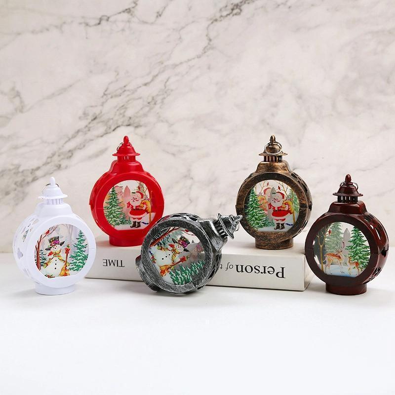 Christmas Round Glass Small Wind Light Decoration Retro Christmas Night Light Window Display Holiday Decoration Supplies Display