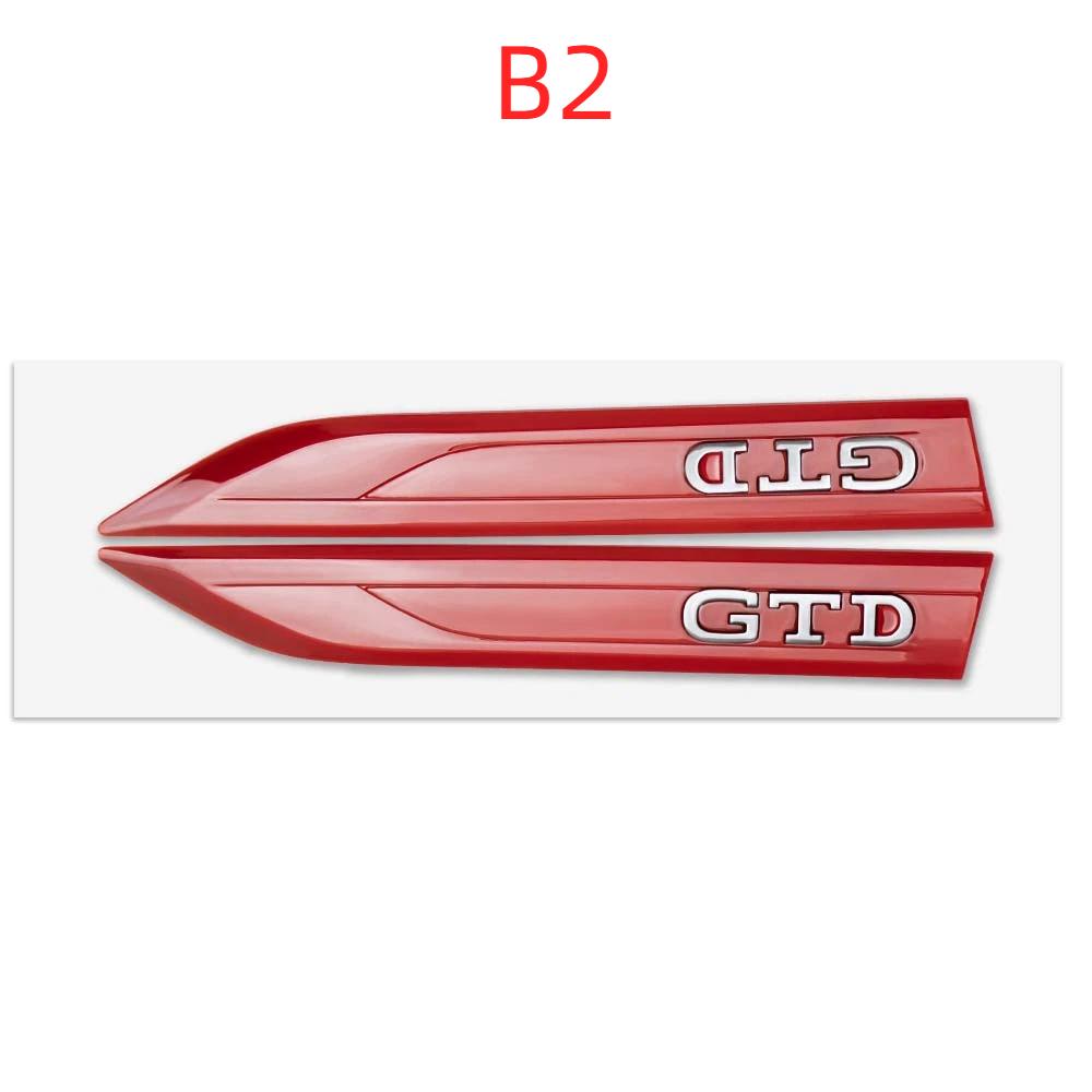 2PCS NEW Car ABS GTI GTD Badge Fender Side Blade Emblem Sticker Auto Side Body Fender Stickers Decal Decorate Accessories For VW