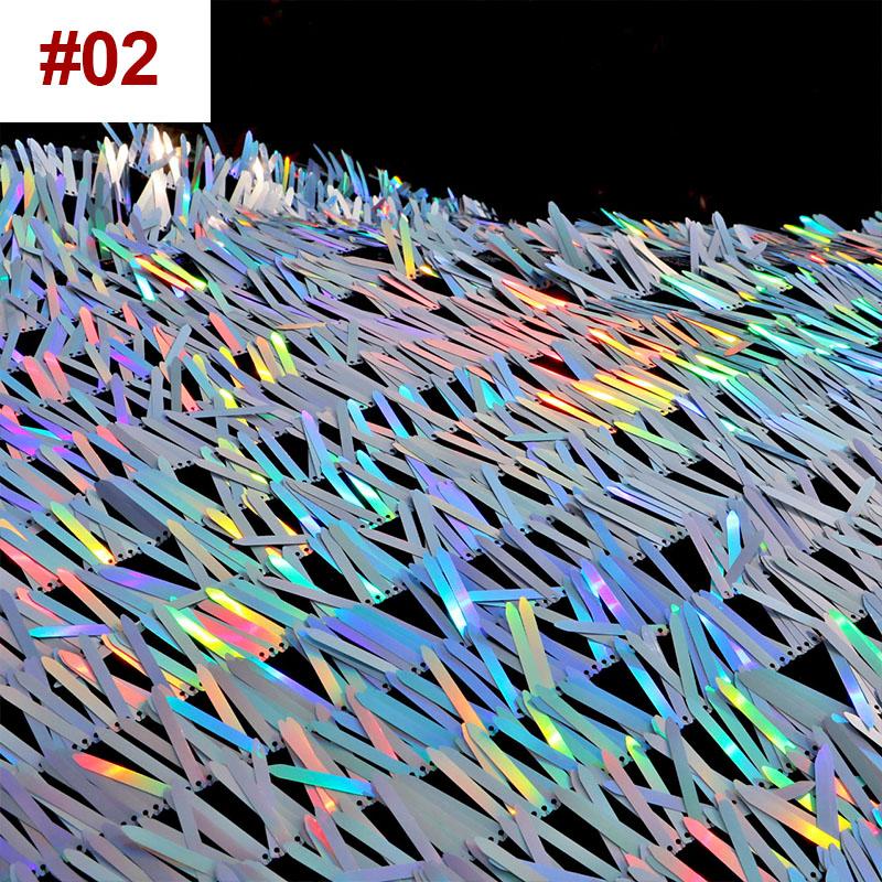 50*130cm Sequins Silver Iridescent Sword Shape 4cm Long Spike Mesh Fabric For Diy Sewing Stage Performance Costume Dress
