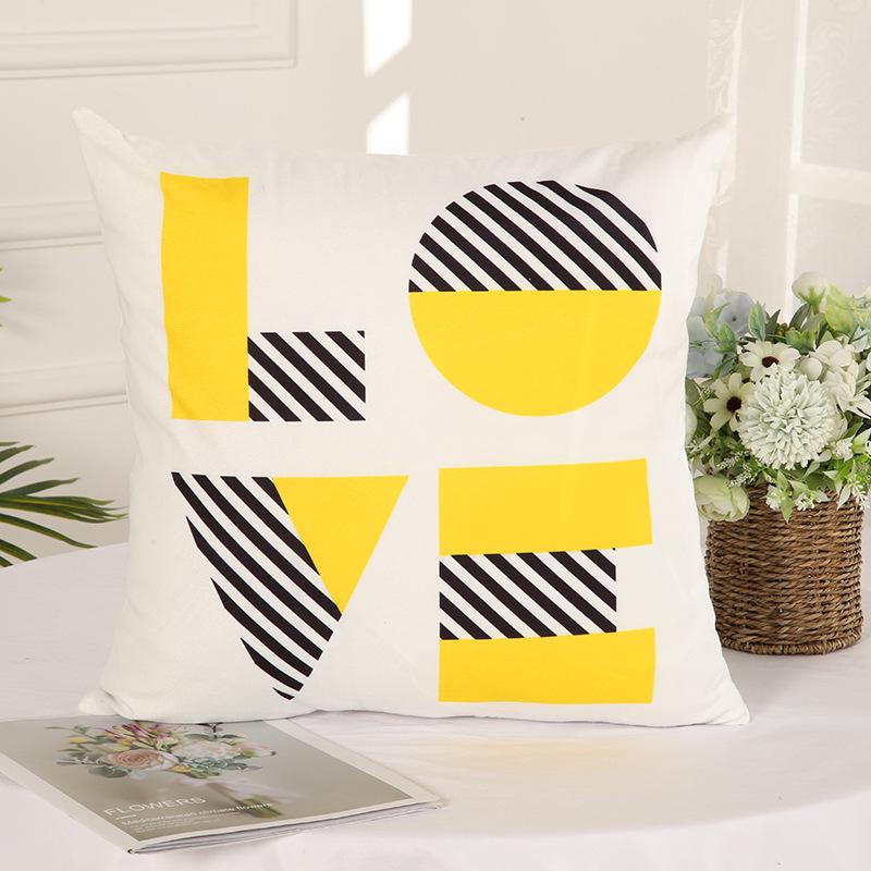 Nordic Style Simple Abstract Pattern Cushion Pillow Cover Linen Printed Cushion Ins Style Design