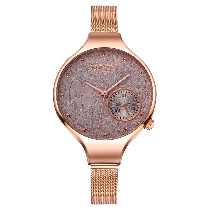 

Популярний жіночий годинник з великим циферблатом на одне вічко жіночий годинник жіночий годинник Milan з сітчастим поясом кварц світло-фіолетового кольору