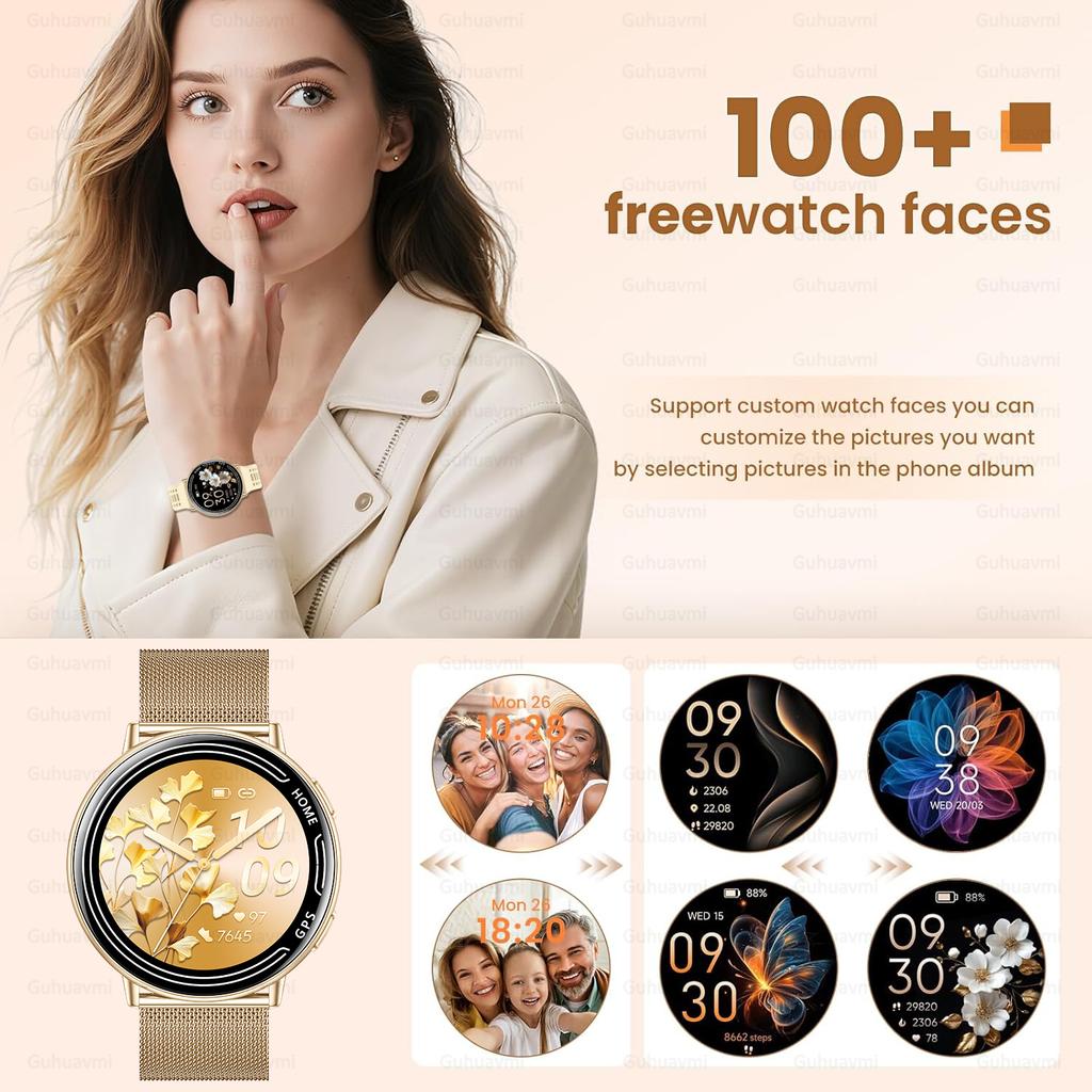 New Women's Fashion Health Smart Watch 1.39" AMOLED GPS Satellite Positioning Bluetooth Call Heart Rate Monitor For Android iOS