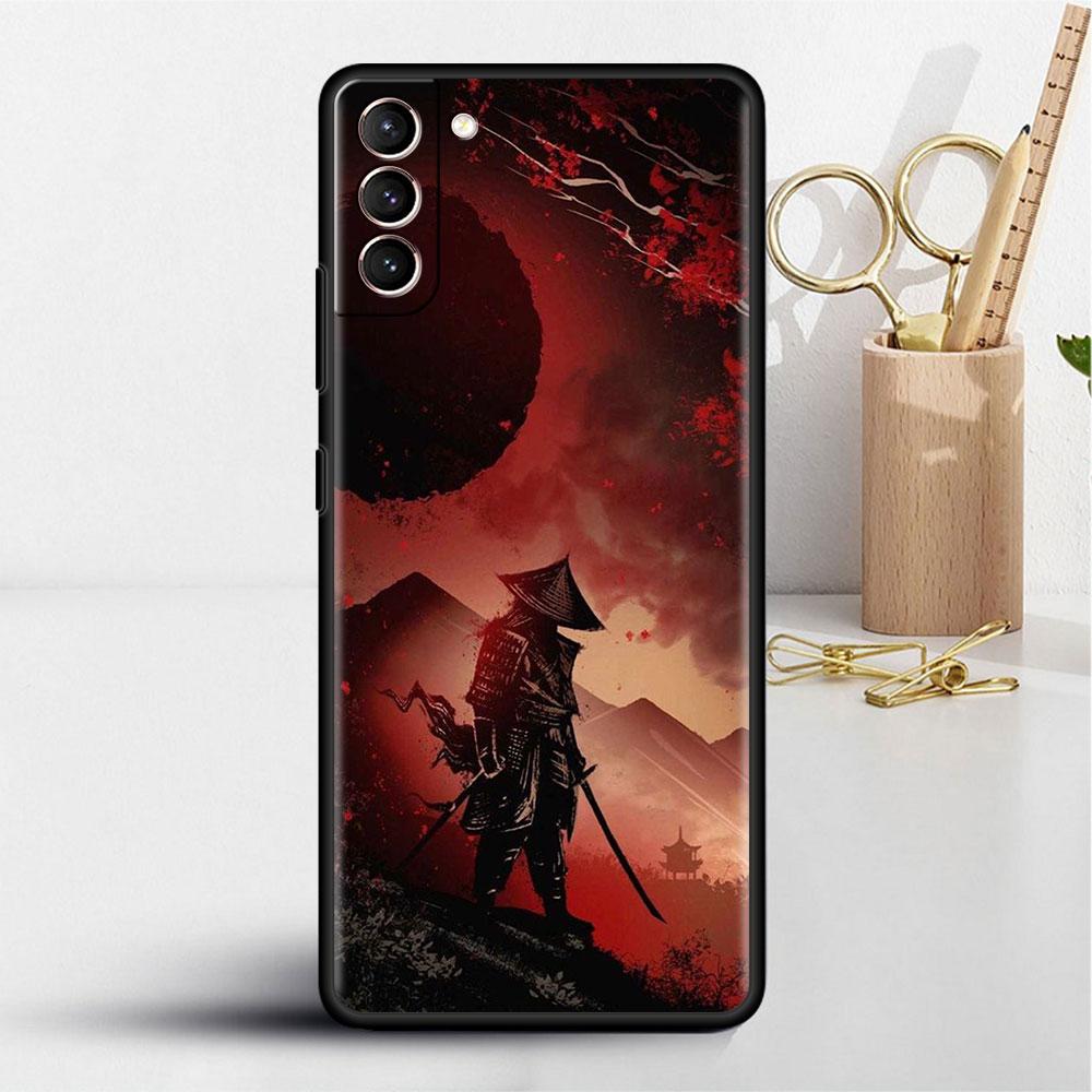 Landscape Ink Painting Japan Samurai Art Soft Case For Samsung Galaxy S22 S20 FE S21 S10 S9 Plus S8 Note 20 Ultra 10 Phone Shell