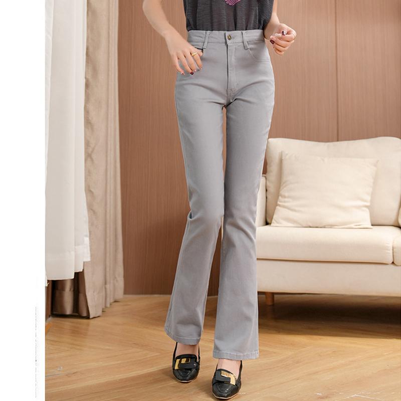 Women's Elastic Bootcut Jeans, Women's New Light-Colored Mid-Waisted Slim-fitting Flared Jeans