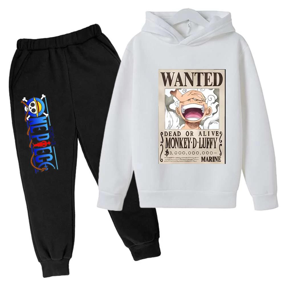 Hot One Pieces Hoodie Set Kids Luffy Clothes Boys Girls Clothing Children's Jersey Sports Suit Autumn Hoodie Pants 2-piece Set