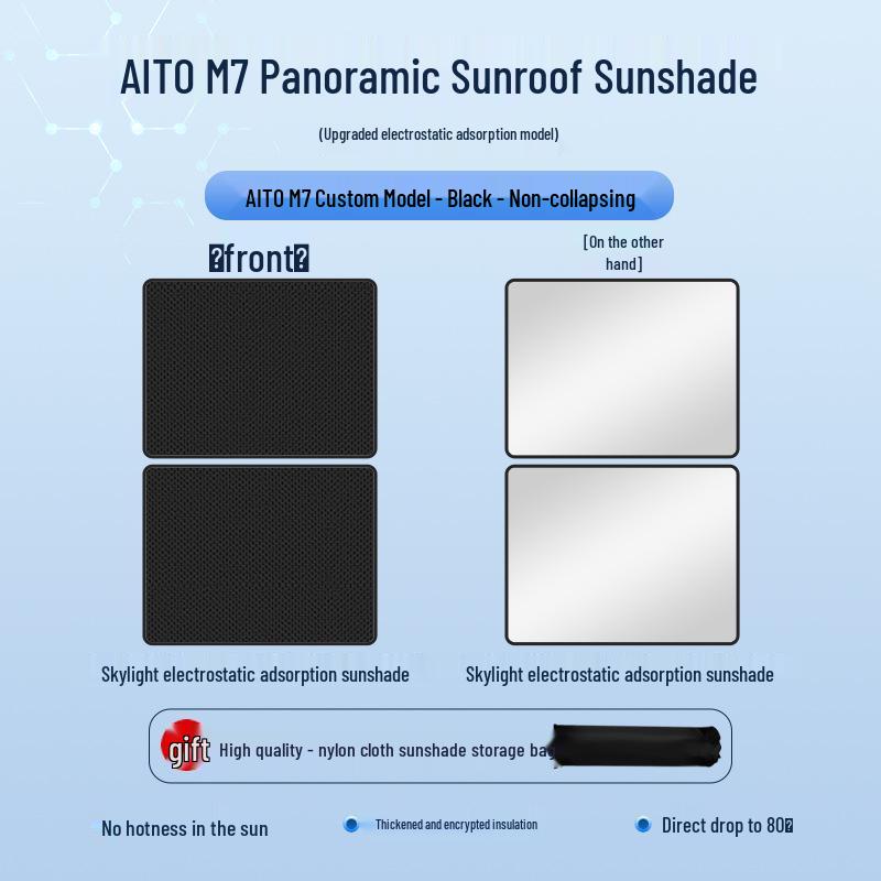 Static Sunshade for AITO M7 Sunroof: Heat Insulation, Sun Protection, Privacy, Light Blocking.