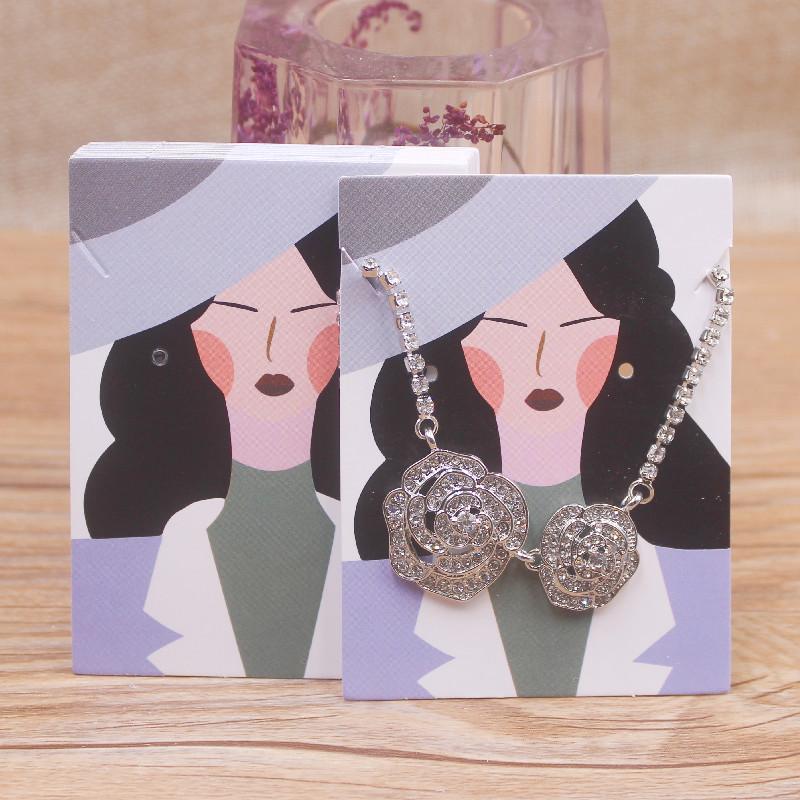 Zerong 50 Stück Schmuckset Verpackungskarte Blumenstil Ohrringe und Halskette Präsentationskarten