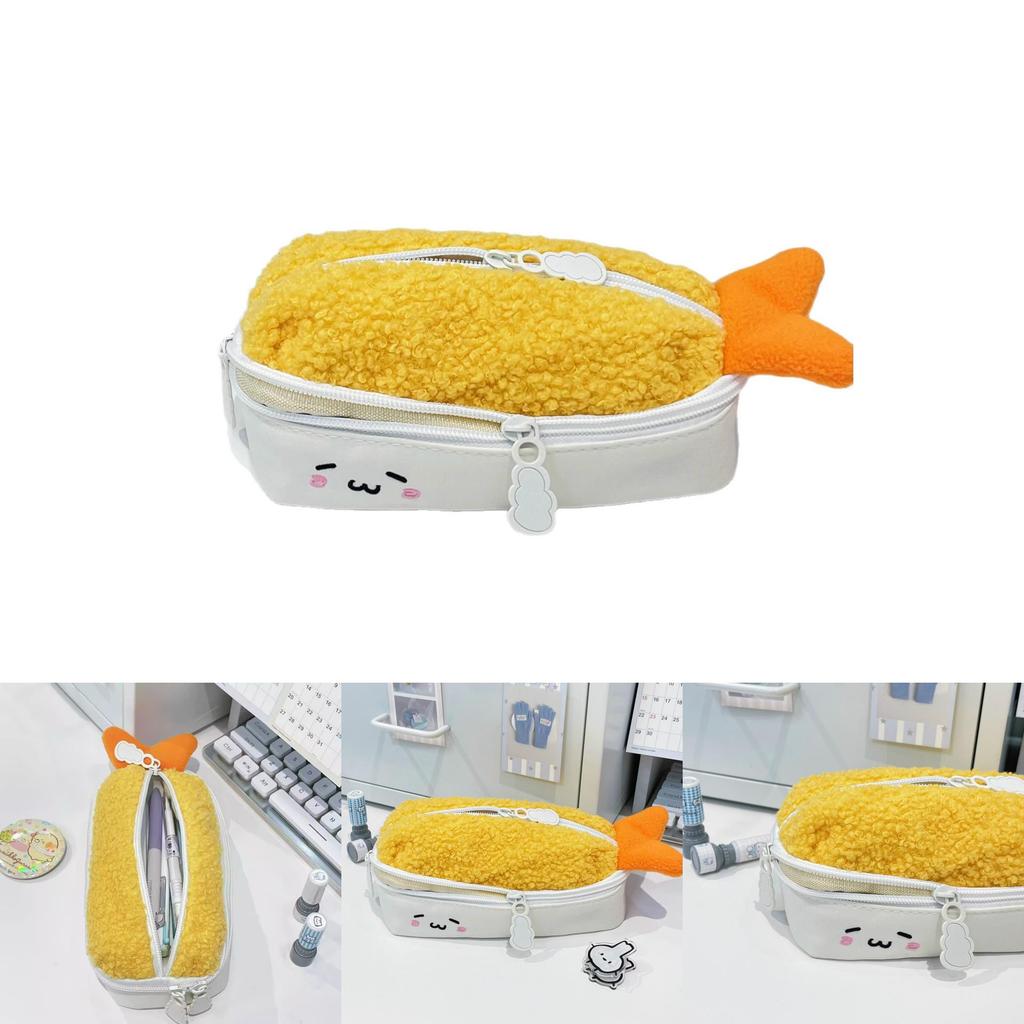 Trousse à Crayons Crevette en Peluche Pour Filles Avec Grande Capacité Et Design Style Coréen