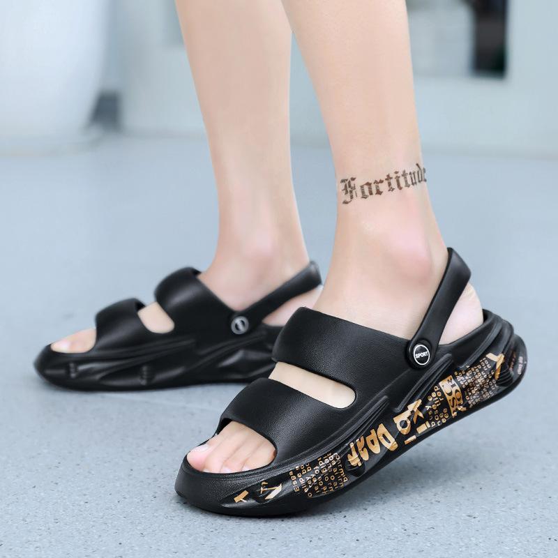 Slippers men's 2025 new summer men's exercise wind stepping on shit feeling driving dual-purpose beach one-word cool slippers
