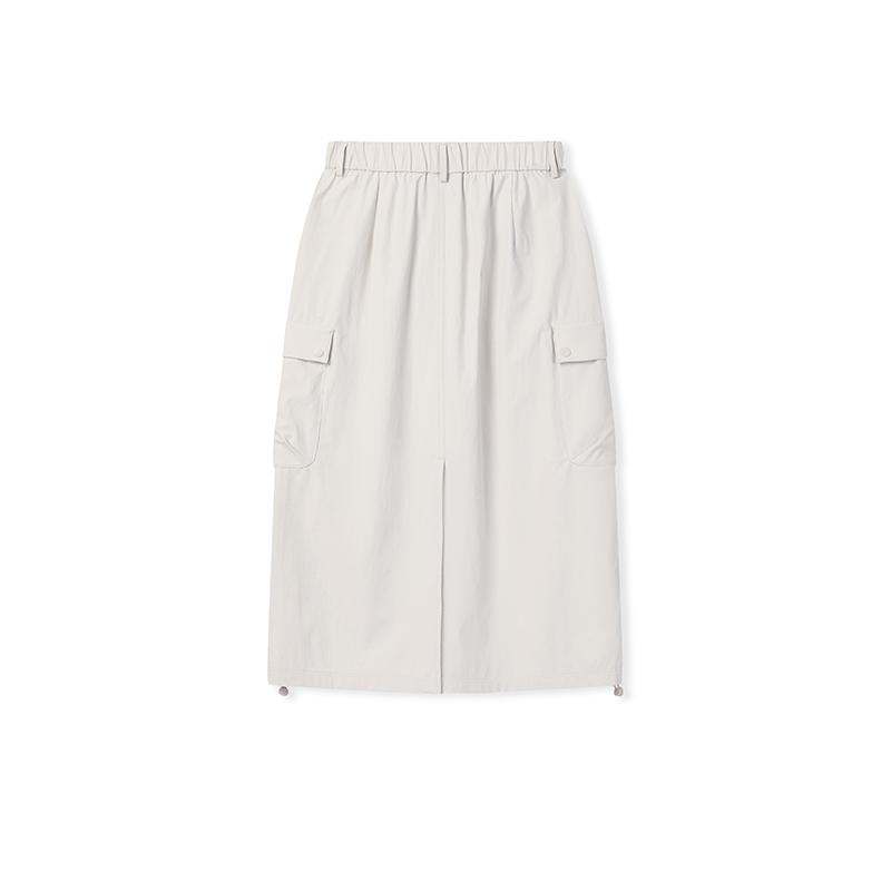 FILA Original Round Pocket Cargo Skirt Fashion Retro Classic Trendy Versatile Comfortable Woven Casual Long Skirt Women skirts Beige F51W629313FBG
