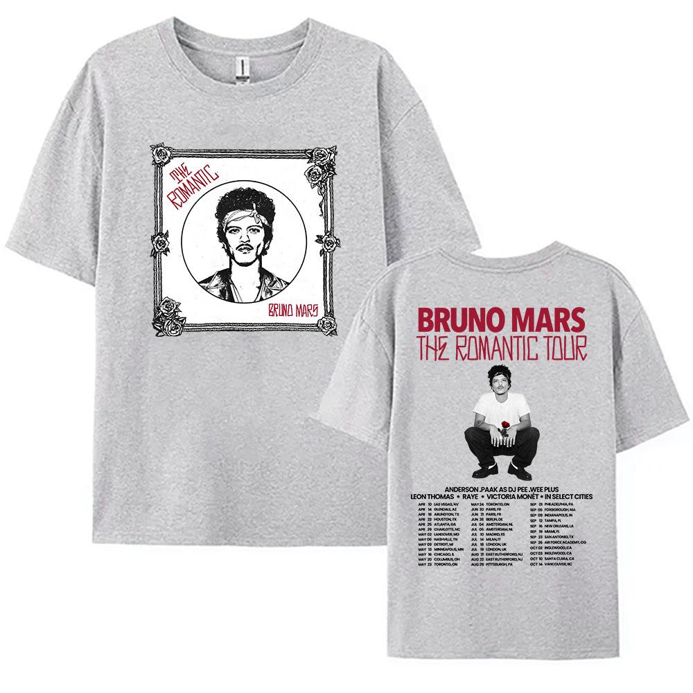 Bruno Mars The Romantic Tour 2026 T-shirt Summer Short Mens Tshirts Streetwear Hip Hop Singer Graphic Print Shirt 100%cotton Couple Matching Outfit