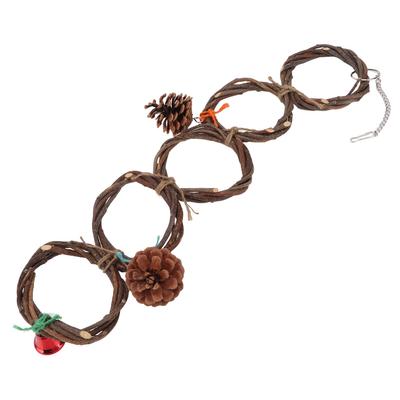 Papageien Ring Spielzeug Sicher Handgestrickt Hängbares Vogelring Schaukelspielzeug mit Haken für Vögel Papageien5 Ringe