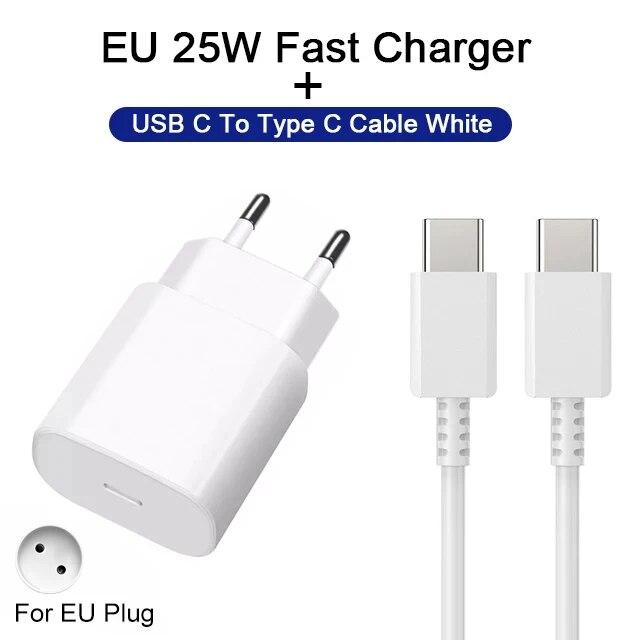 Быстрое зарядное устройство PD 25 Вт для Samsung Galaxy S24 S20 S21 S22 S23 Ultra Plus A54 A34 A05 A25 A72 A73 A52, зарядное устройство USB Type C, аксессуары для быстрой зарядки