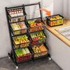 For Kitchen Storage Rack Floor Multi-layer Multi-functional Storage Vegetable Basket Living Room Snack Storage Rack with Wheels
