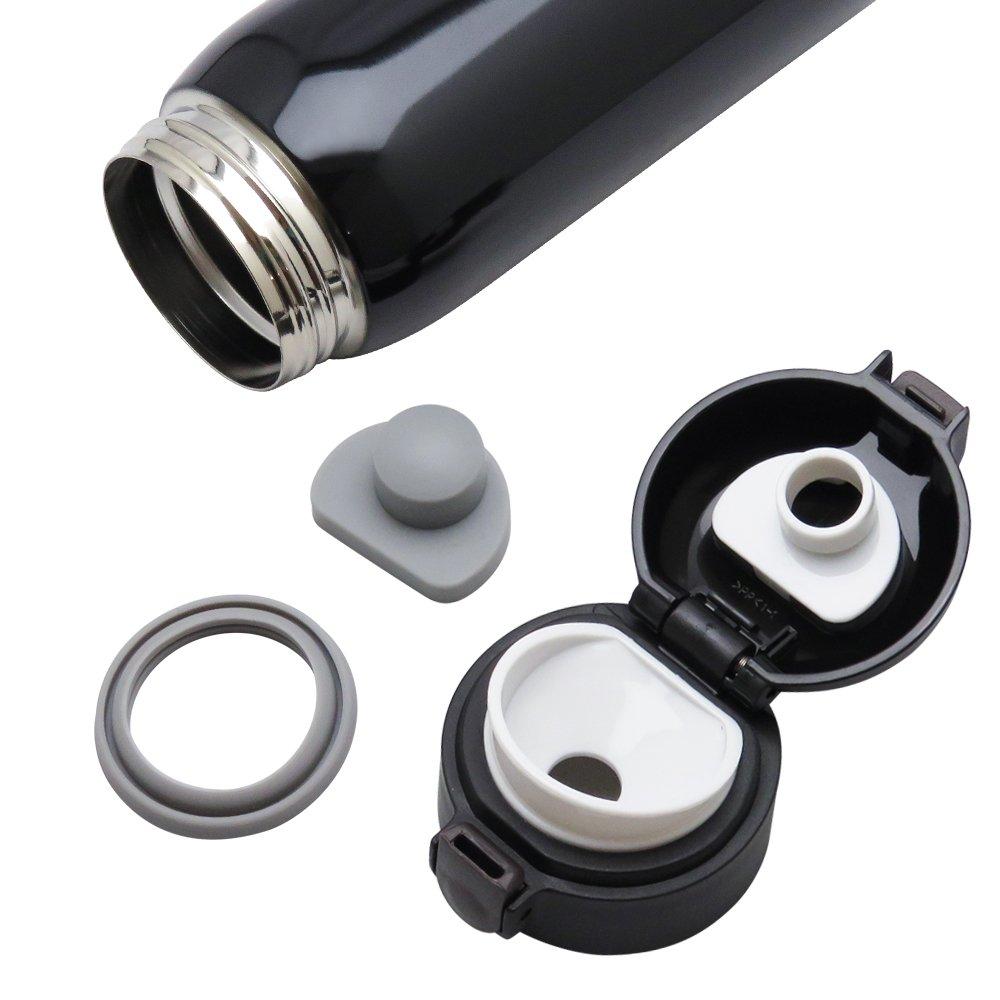 Wahei Freiz Water Bottle Mug Bottle 600ml Black Stopper Vacuum Insulated Bottle My Bottle One-touch Thermal/Cold RH-1273