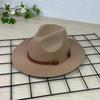Vintage Gentleman Flat Brim Solid Color Panama Hat With Belt