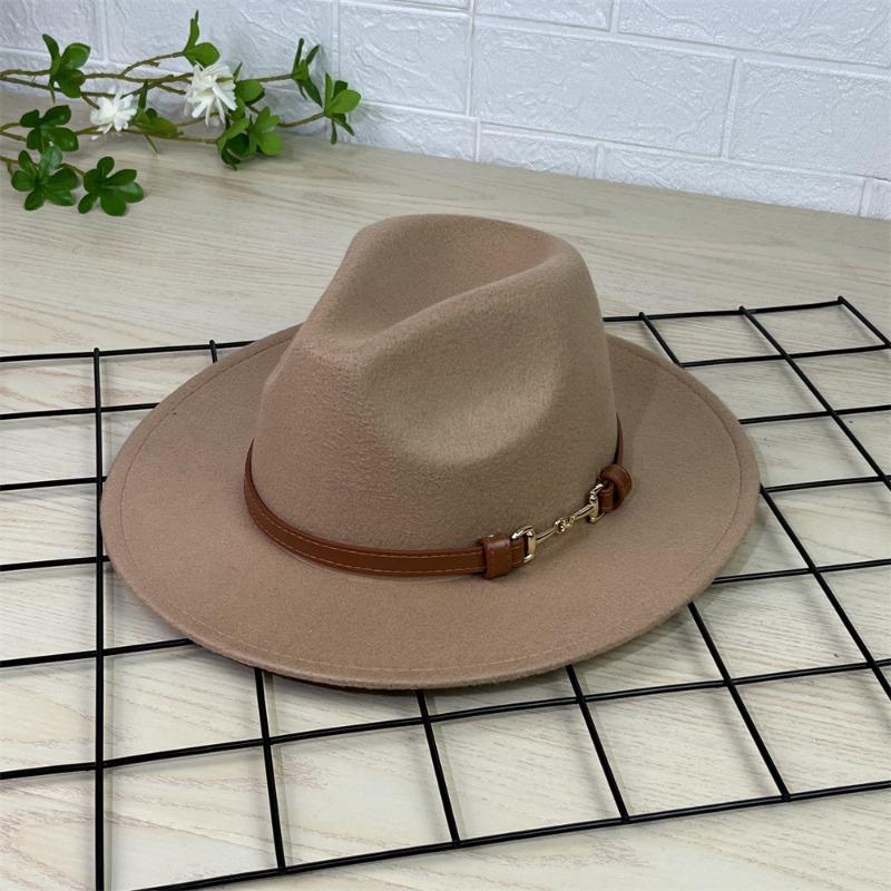 Vintage Gentleman Flat Brim Solid Color Panama Hat With Belt
