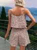 2024 Floral Spaghetti Strap Backless Romper - Women's European & American Style Summer Mini Skirt