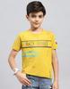 Boys Yellow Printed Round Neck T-Shirt