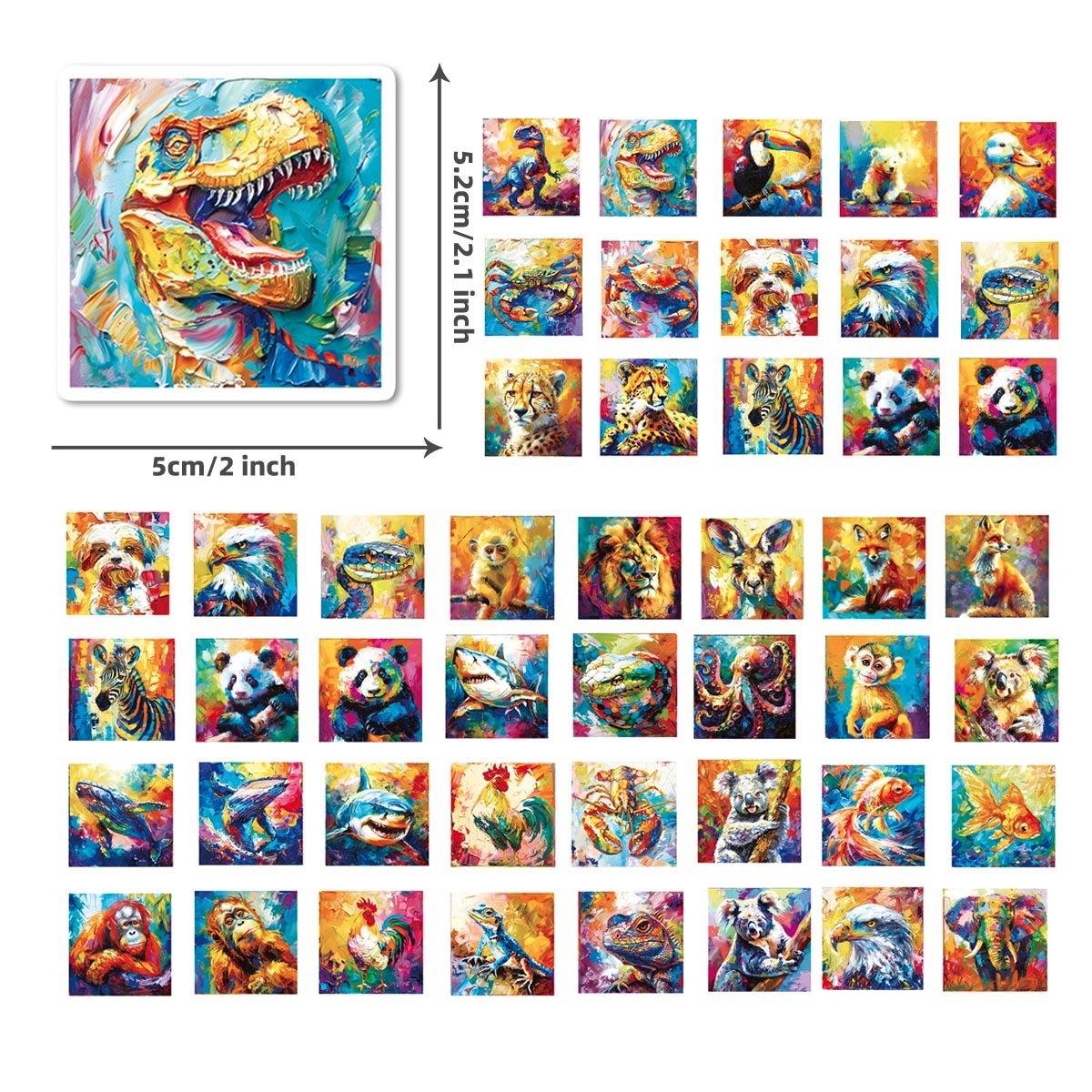 

Набор из 50 наклеек с животными, нарисованных масляной краской, детские милые наклейки для DIY, наклейки для чемодана