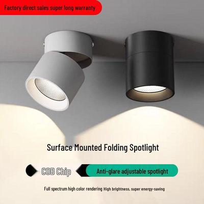 Adjustable LED Aluminum Spotlight, Surface-Mounted, Foldable, for Living Room Wall & Ceiling.