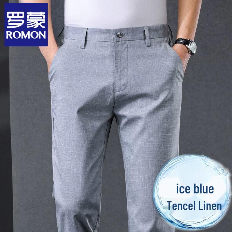 Luomeng Men s Tencel-Linen Blend Straight-Leg Casual Pants 31