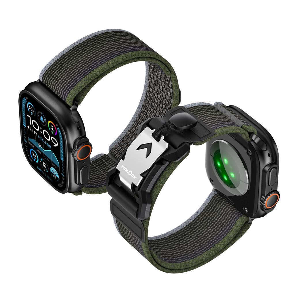 Uhrenarmband für Apple Watch Serie 10 Ultra 9 8 7 SE 6 5 4 3 2 1 46mm 49mm 45mm 44mm 42mm Nylonband mit Metall-FIDLOCK