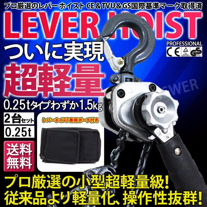 Best Answer VM Lever Hoist Chain Roller Chain Block Tightener Gatcha Pulley Hoist Fixed Tool Lightweight Compact 2 Units Silver 1.5m 0.25t