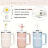 9PCS Purple Flower Rainbow Cloud Straw Caps Leak-Proof Plug Reusable Silicone Cup Covers for 40oz & 30oz Stanley Cup Accessories