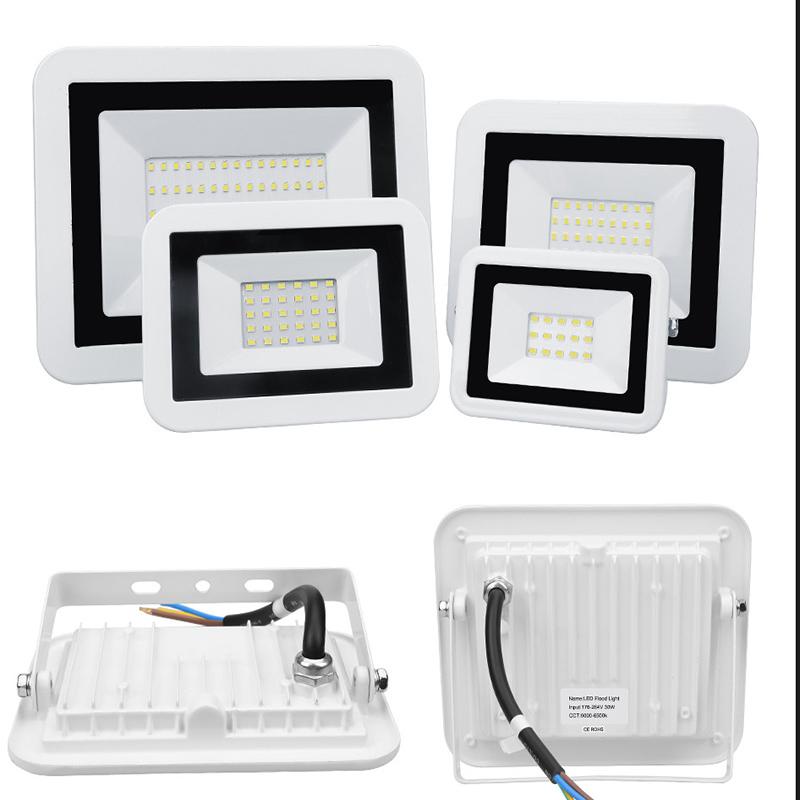 White Shell Spotlight Ultra Thin Led Flood Light Spotlight Outdoor AC220V IP65 Path Garden Street Gate Wall Lamp Flood Lighting