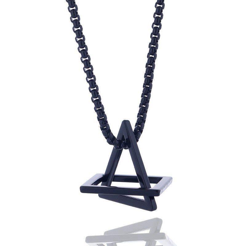 

Geometric Simple Pendant Necklace - Triangle & Square Design серебряный