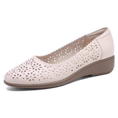 Moda GKTINOO Scarpe Estive Traspiranti da Donna in Vera Pelle Bianca Mocassini Slip-On Punta Tonda Scarpe Piatte Morbide Casual