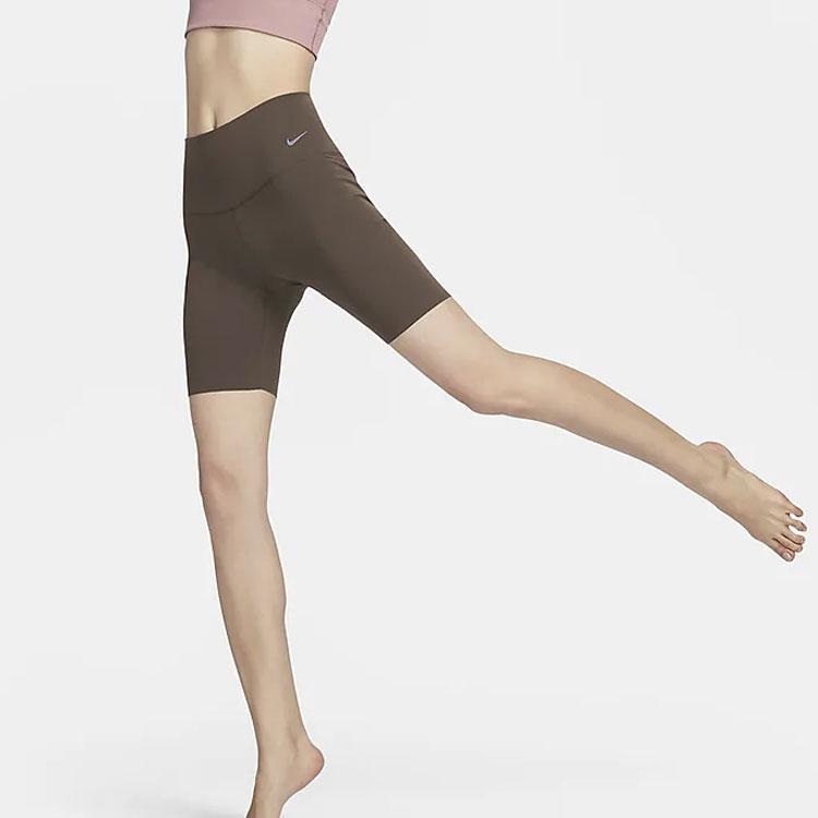 Nike Zenvy Air Series Solid Color Logo Tight Fitness Sports Shorts Women shorts Baroque-Brown DQ6004-237