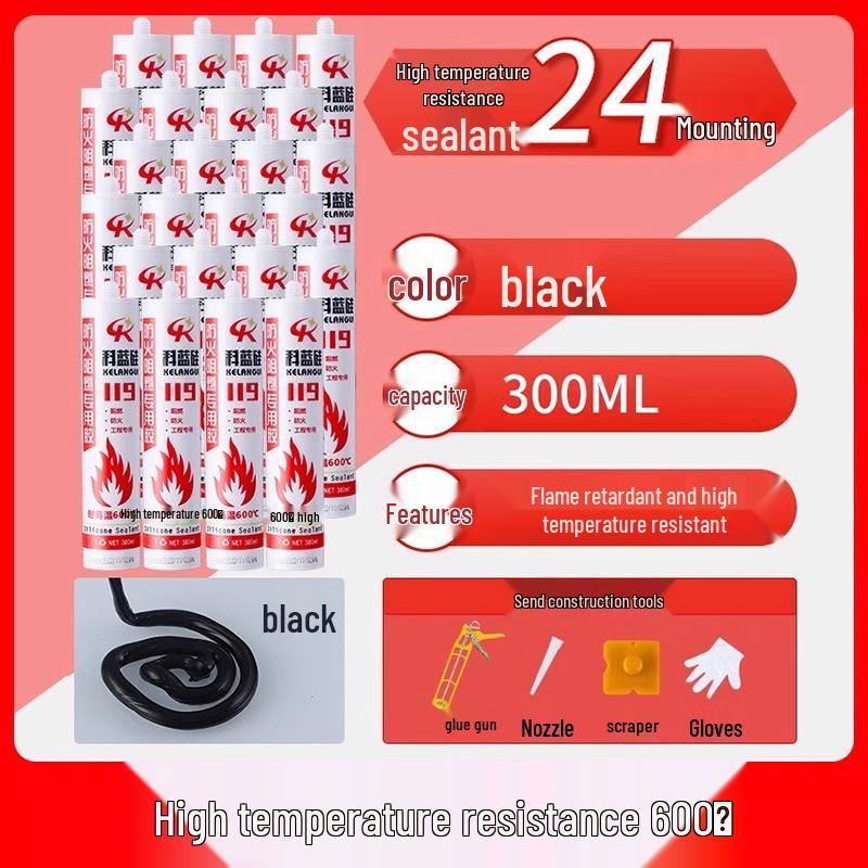 500° Fireproof Silicone Sealant: Waterproof, Flame-Resistant Adhesive for High-Temperature Glass and Structural Applications.
