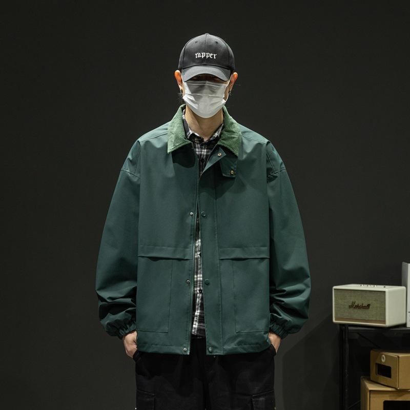 Spring and Autumn New Men's Lapel Jacket Ruffian Handsome Cargo Baseball Uniform Boys Casual Versatile Jacket Men's Clothing
