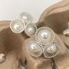Elegant French Pearl Flower Stud Earrings - High-End Hollowed Out Design
