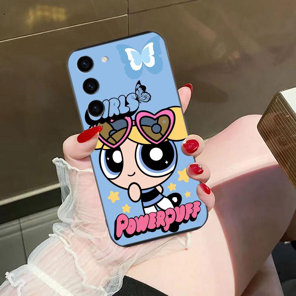 The P-Powerpuff Girls Phone Case For Samsung Galaxy S24 S23 S22 S21 S20 FE S25 LITE PLUS ULTRA 5G Silicone Case Funda Shell
