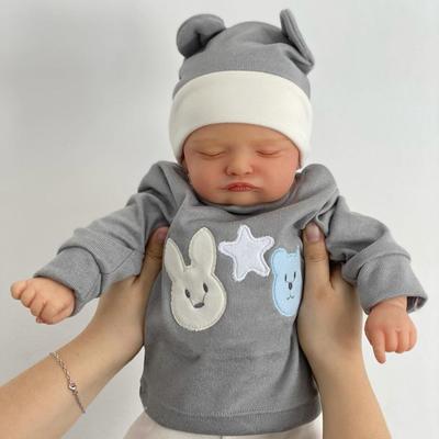 BZDOLL 19 pouces 48 cm Poupée Bébé Reborn Endormie avec Peau Peinte en 3D et Veines Visibles Fille Membres en Vinyle Souple Corps en Tissu Jouet pour Enfants Cadeau d'Anniversaire