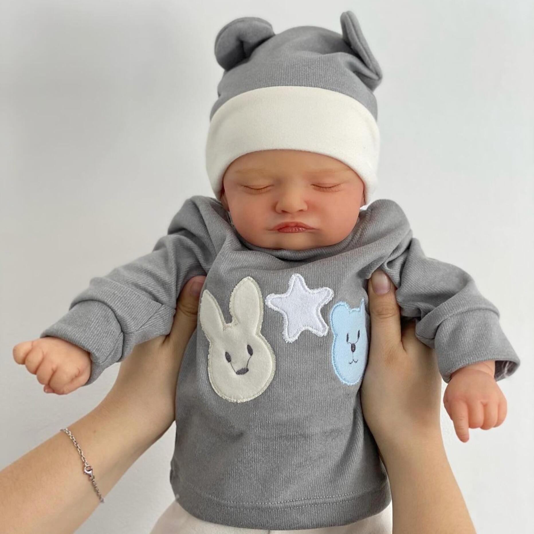 

BZDOLL 19 дюймов 48 см Спящая кукла Реборн с кожей, расписанной 3D-красками, и видимыми венами, девочка, мягкие виниловые конечности, тканевое тело, игрушка для детей, подарок на день рождения cloth body doll