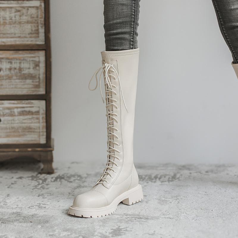 Long boots but knee skinny Martin boots high boots women's thick-soled versatile British knight boots increase height