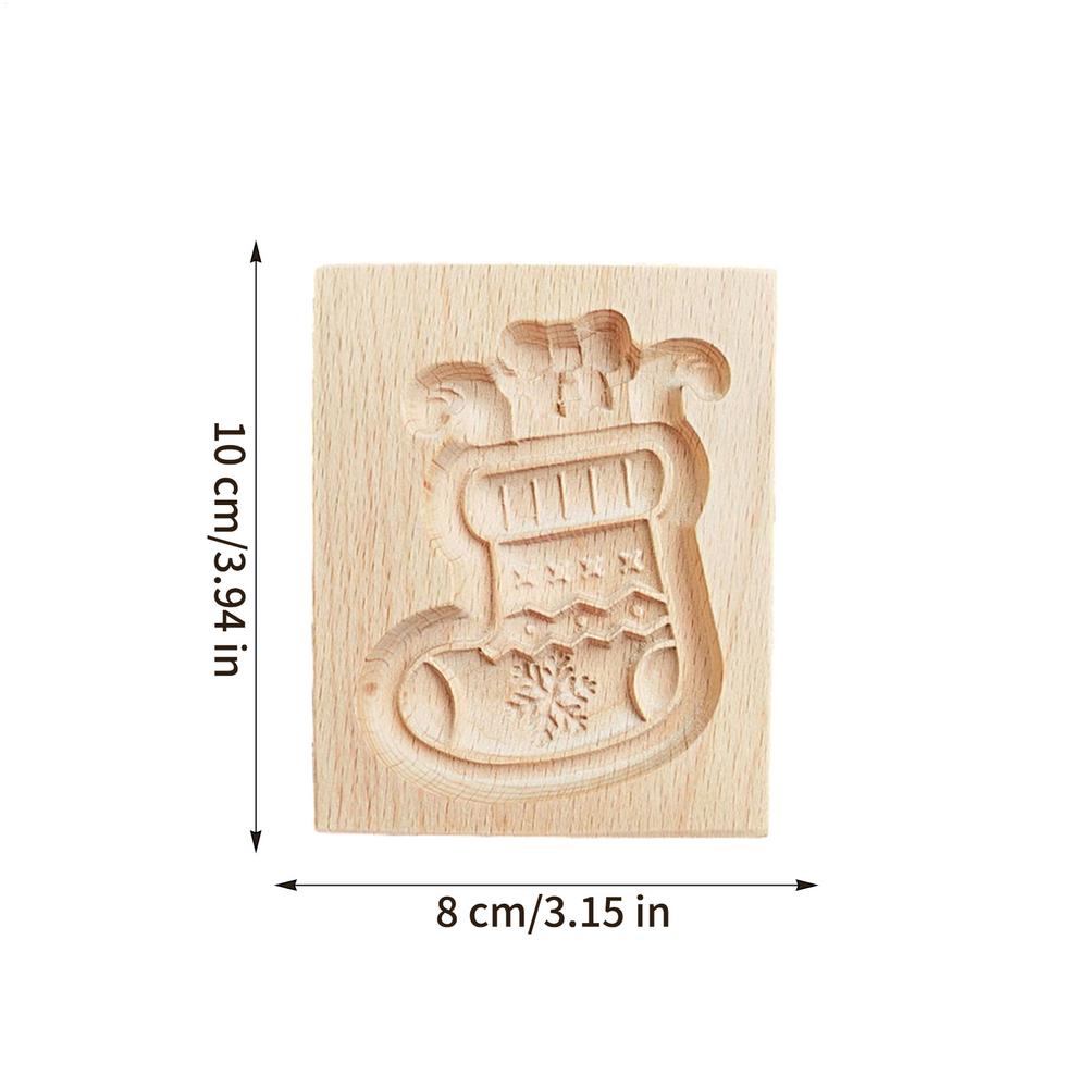 Wooden Cookie Molds For Christmas DIY 3D Engraved Embossed Biscuits Cutter Moulds Xmas Tree Snowman Santa Claus Gingerbread