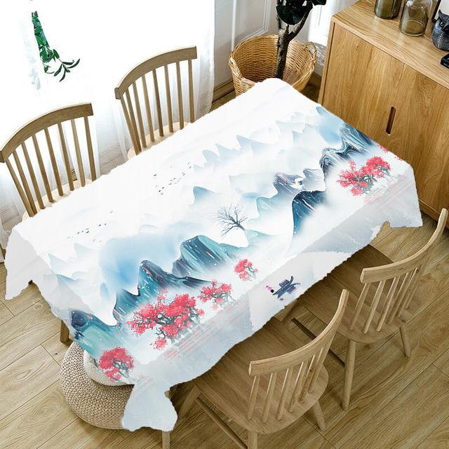 Módní barva Horský ubrus Kuchyň Obdélníkový ubrus Horská řeka Krajina Večeře Svatební dekorace Příslušenství