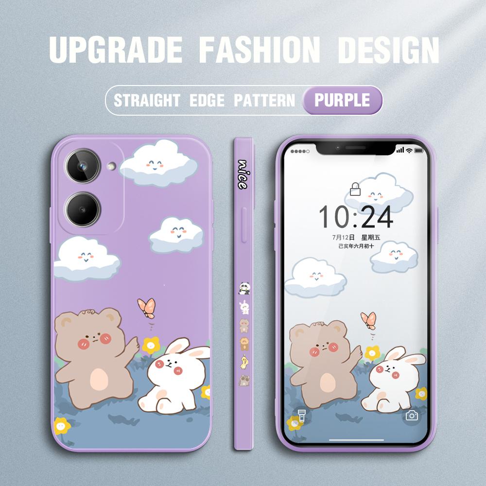 Lovely Cute Cartoon Phone Case for IPhone 14 13 12 11 Samsung Galaxy S23 S22 A52 A52S Soft Full Protection Square Liquid Silicone Cover