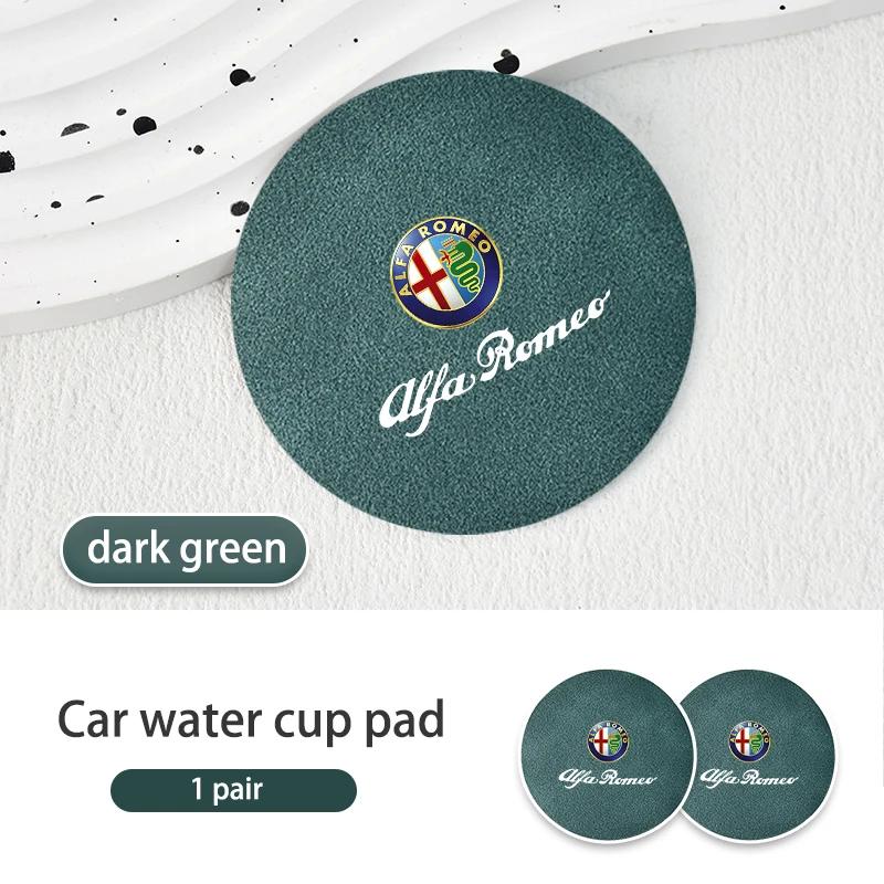 Suede Car Coaster Anti-slip Water Cup Heat Insulation Mat Decor For Alfa Romeo 159 Giulietta 156 147 Giulia Mito GT Stelvio