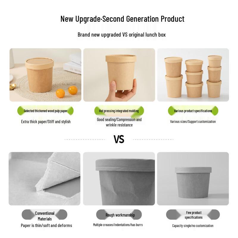 Disposable Kraft Paper Soup Container with Lid