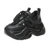 Fashion Fashion Chunky Sneakers Women Autumn Lace Up Platform Sports Shoes Woman 7CM Thick Bottom High Heels Female Leather Sneakers